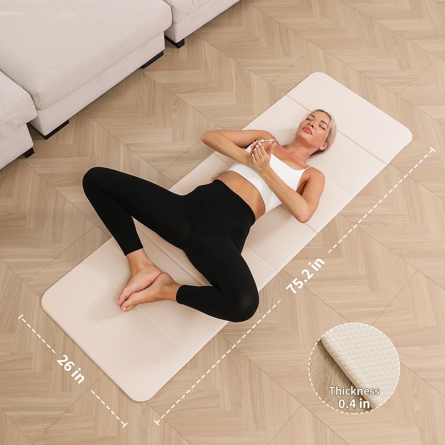 PAIDU Foldable Yoga Mat - 10mm Extra Thick, 75"26" Non-Slip Exercise Fitness Mat | SGS Eco-Certified, Portable for Yoga/Pilates/Studio/Home Workout