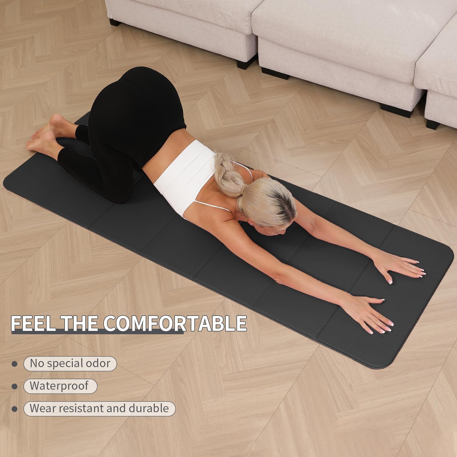 PAIDU Foldable Yoga Mat - 10mm Extra Thick, 75"26" Non-Slip Exercise Fitness Mat | SGS Eco-Certified, Portable for Yoga/Pilates/Studio/Home Workout