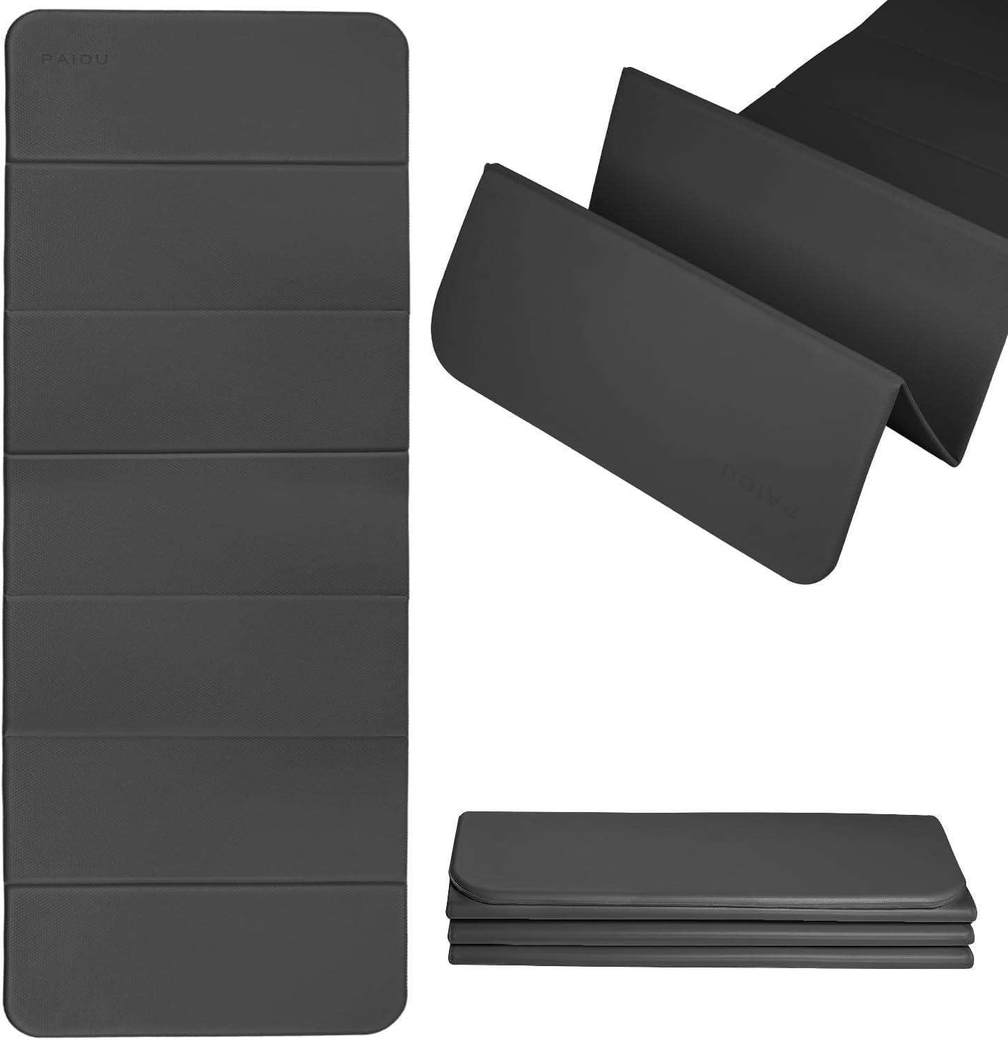 PAIDU Foldable Yoga Mat - 10mm Extra Thick, 75"26" Non-Slip Exercise Fitness Mat | SGS Eco-Certified, Portable for Yoga/Pilates/Studio/Home Workout