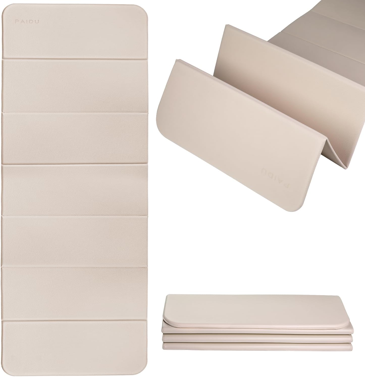 PAIDU Foldable Yoga Mat - 10mm Extra Thick, 75"26" Non-Slip Exercise Fitness Mat | SGS Eco-Certified, Portable for Yoga/Pilates/Studio/Home Workout